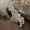 Cross-border European and American leaf hair combs, alloy five-petal flower water diamond bridal hair combs, photo bridal headwear, wedding accessories details Picture